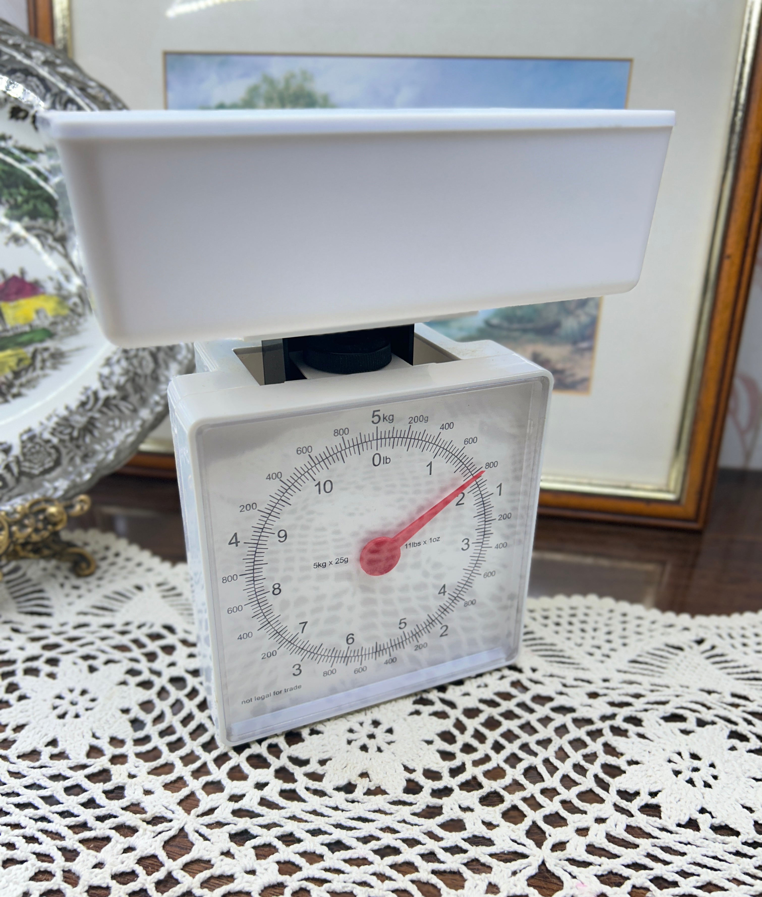 Woolworths Cook Essentials mechanical kitchen scale with a 5kg/11lb capacity — boxed