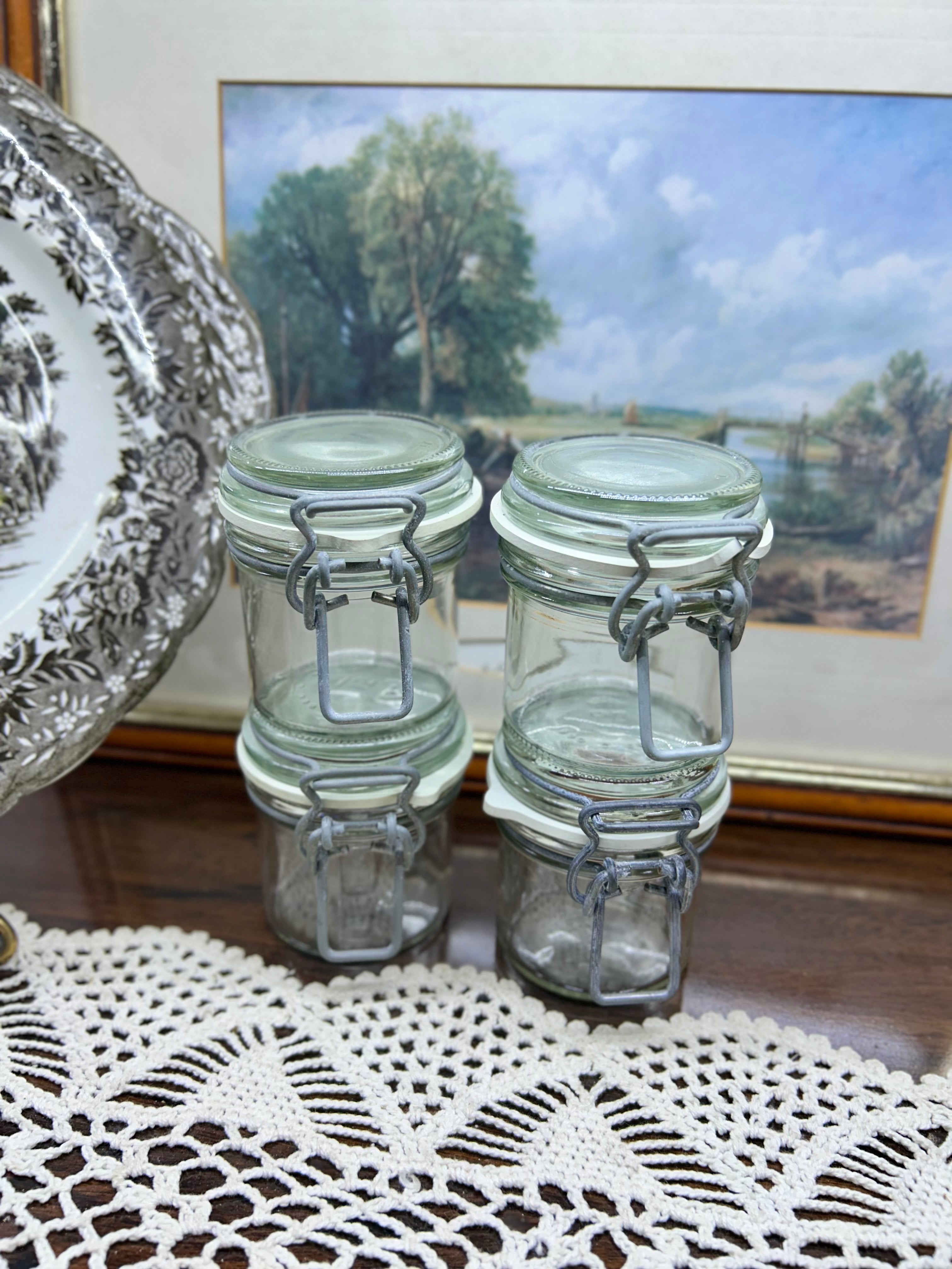Vintage-style glass preserving jar, 135 ml clip top jars — Set of 4