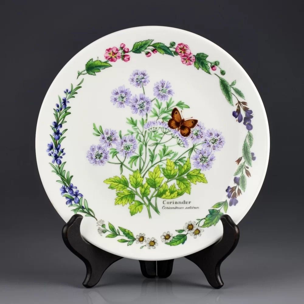 Series of seven plates from the “herbs by ROYAL WORCESTER” collection — limited edition botanical design 7”