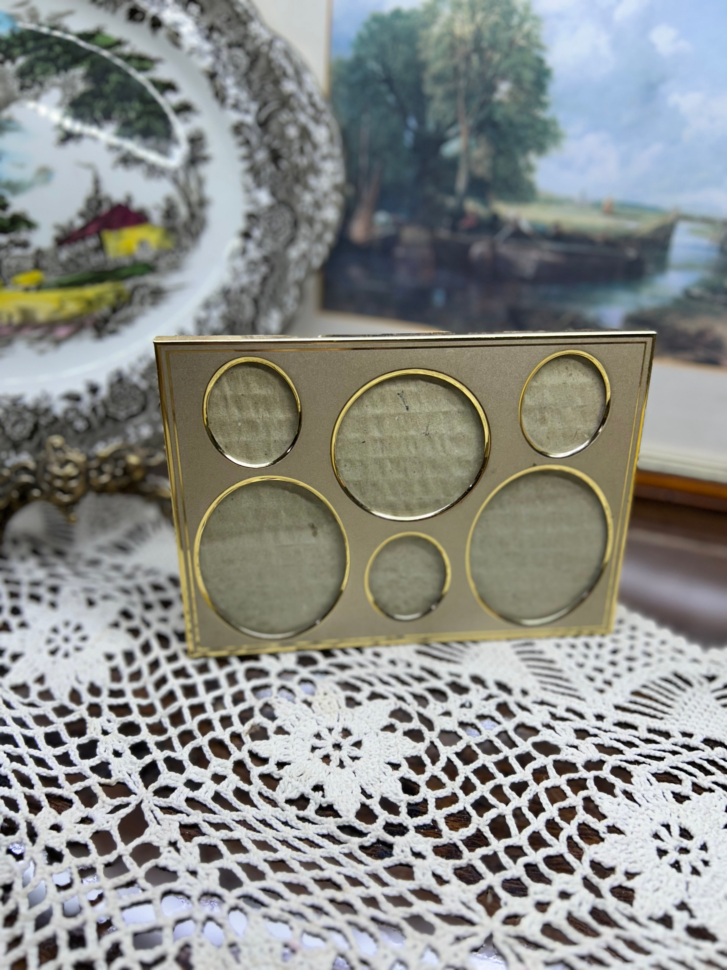 vintage metal gold-tone multi-photo frame