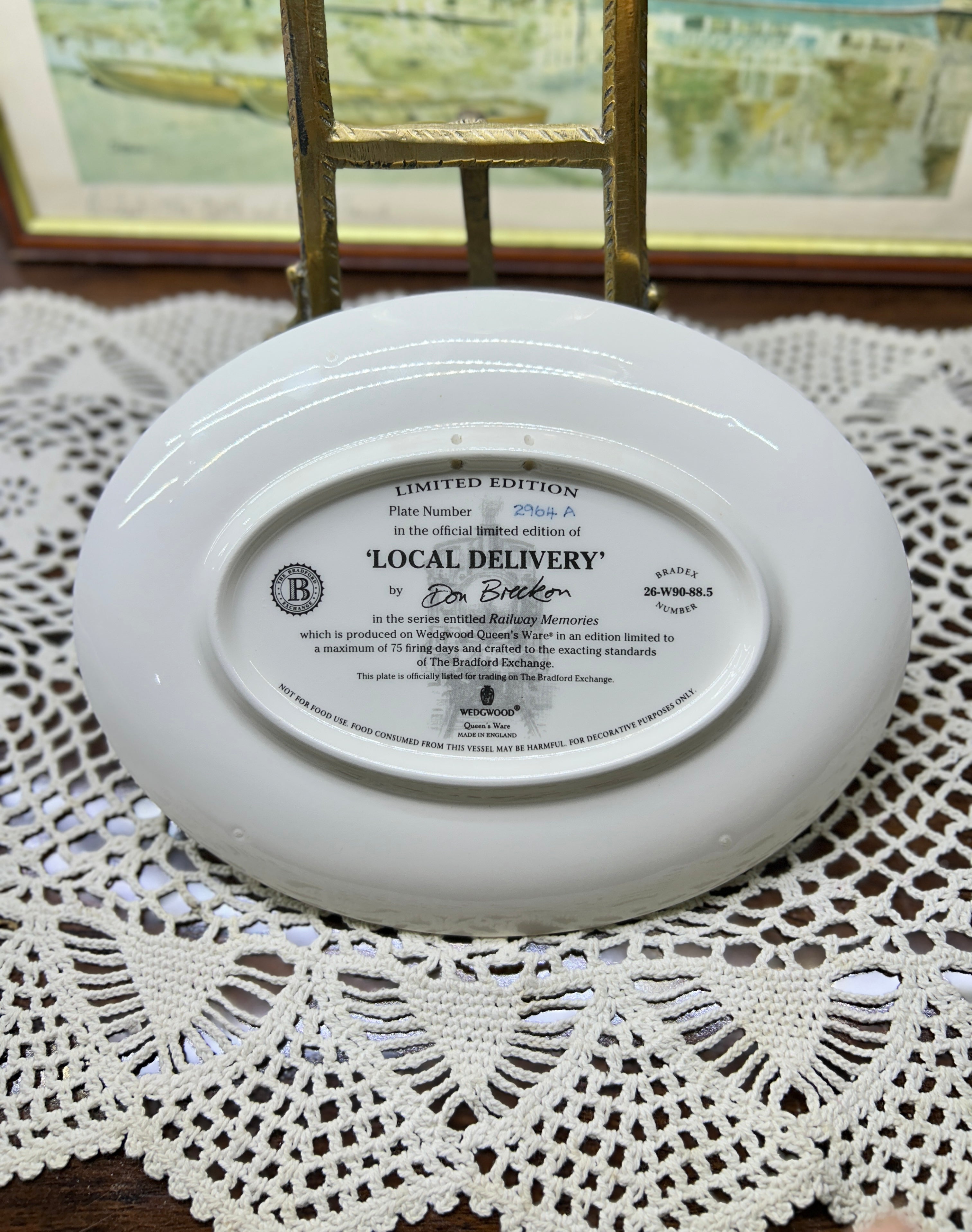 Wedgwood collectors plate from the "Railway Memories" series, featuring the artwork "Local Delivery" by artist Don Breckon 9”