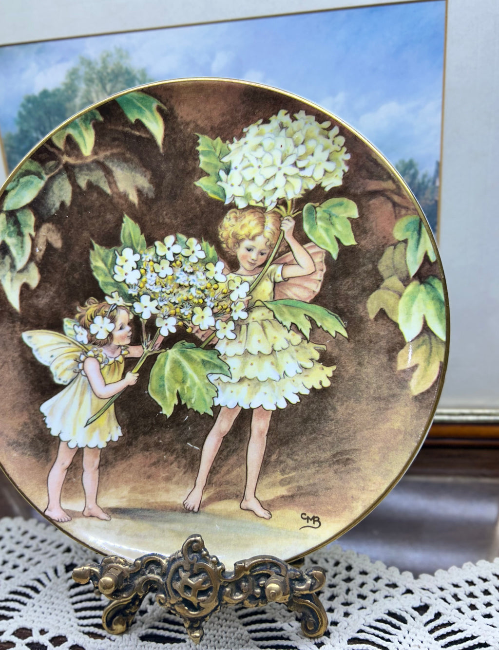 Vintage collectible porcelain plate from the "Festival of Flower Fairies" series