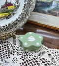Vintage Wedgwood Sage Green Scalloped Jasperware trinket Box — Made in England 1967