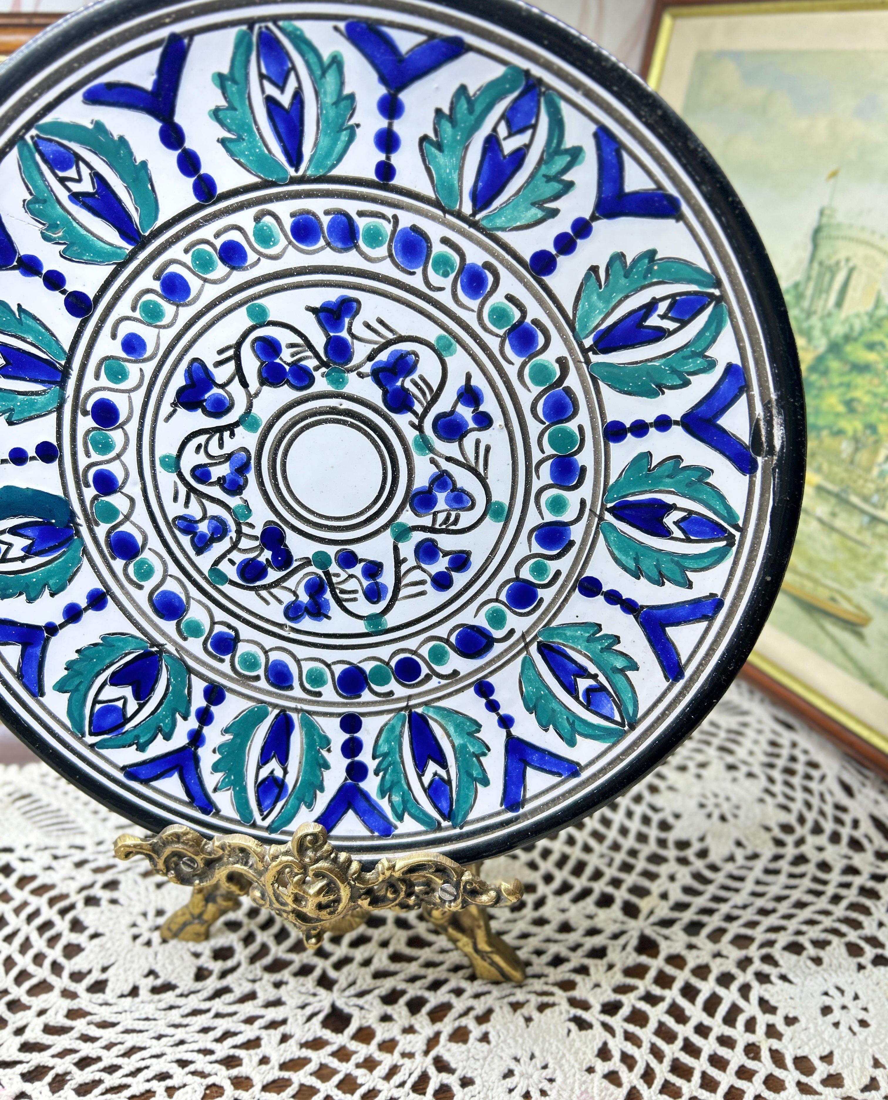 Hand-painted Tunisian ceramic decorative plate 12”