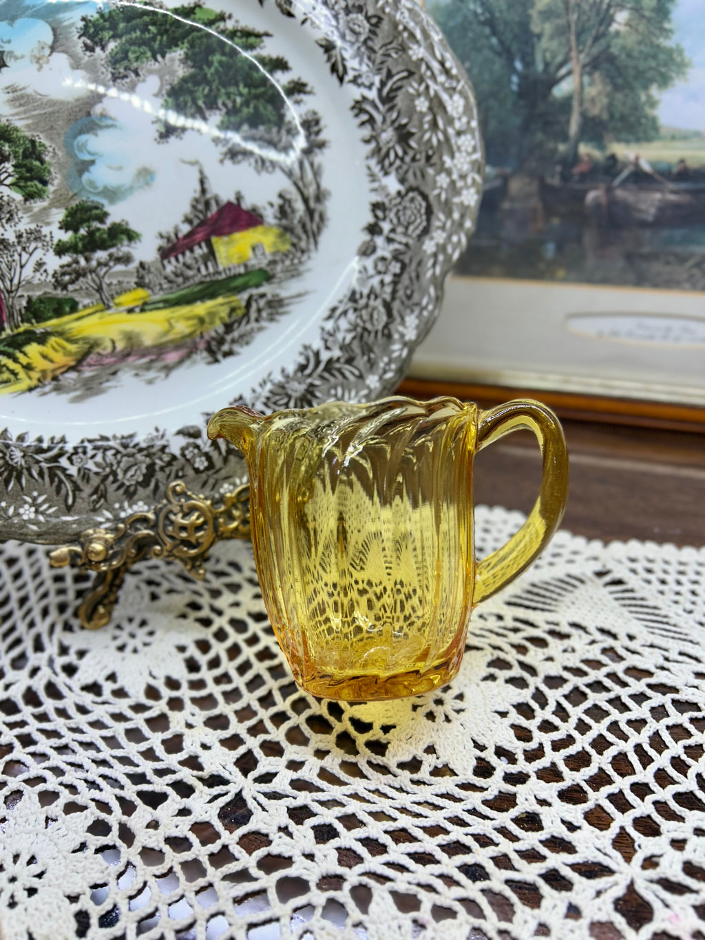 Vintage Bagley Amber Brown Carnival Glass Milk Creamer Jug