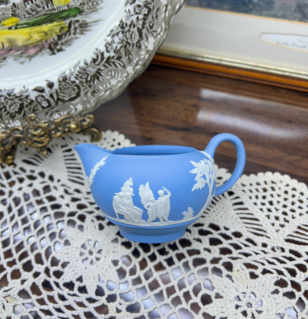 vintage Wedgwood Blue Jasperware Creamer — Rare find