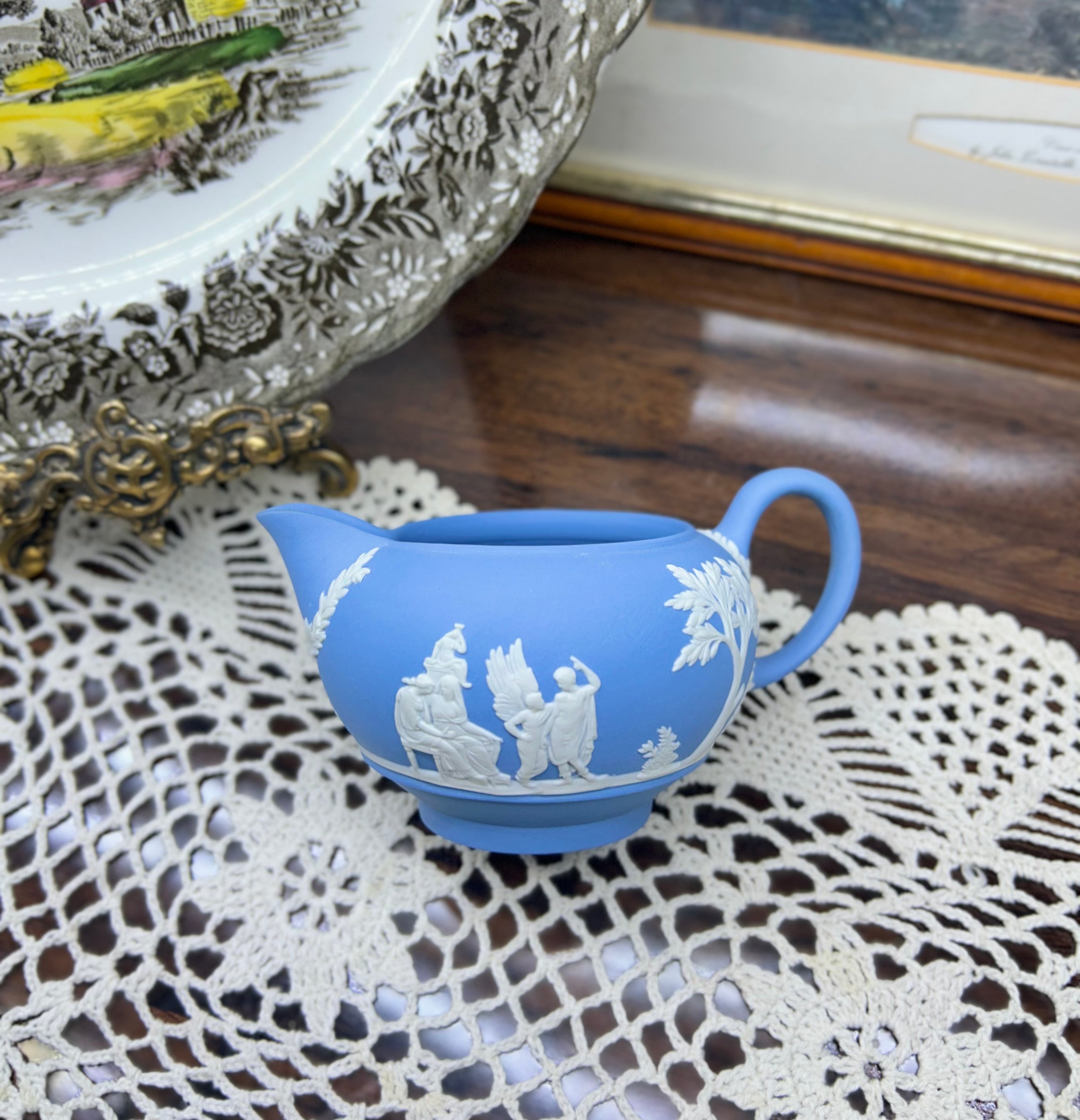 vintage Wedgwood Blue Jasperware Creamer — Rare find