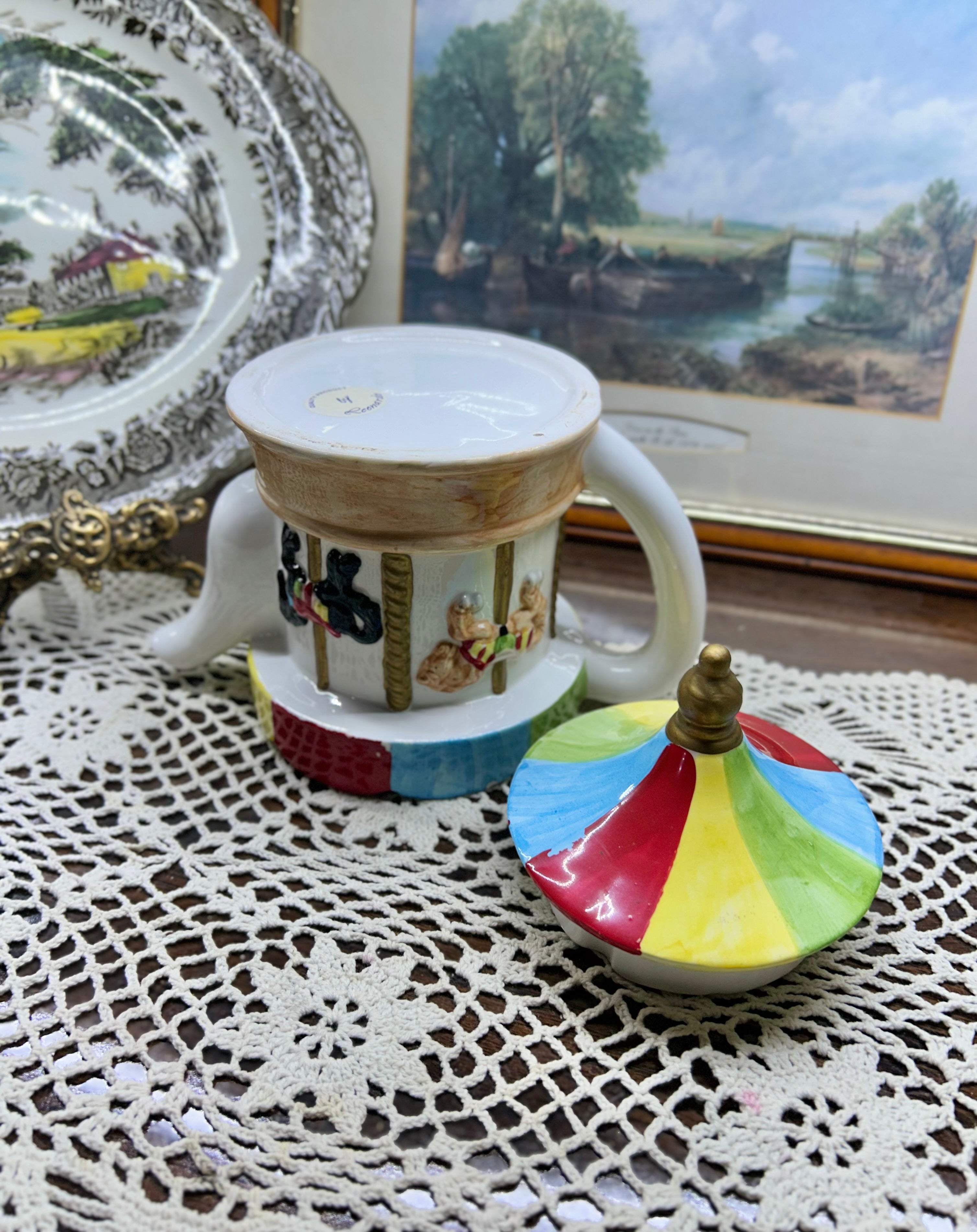 Leonardo Collection Carousel Teapot |Vintage Ceramic| Whimsical & Rare
