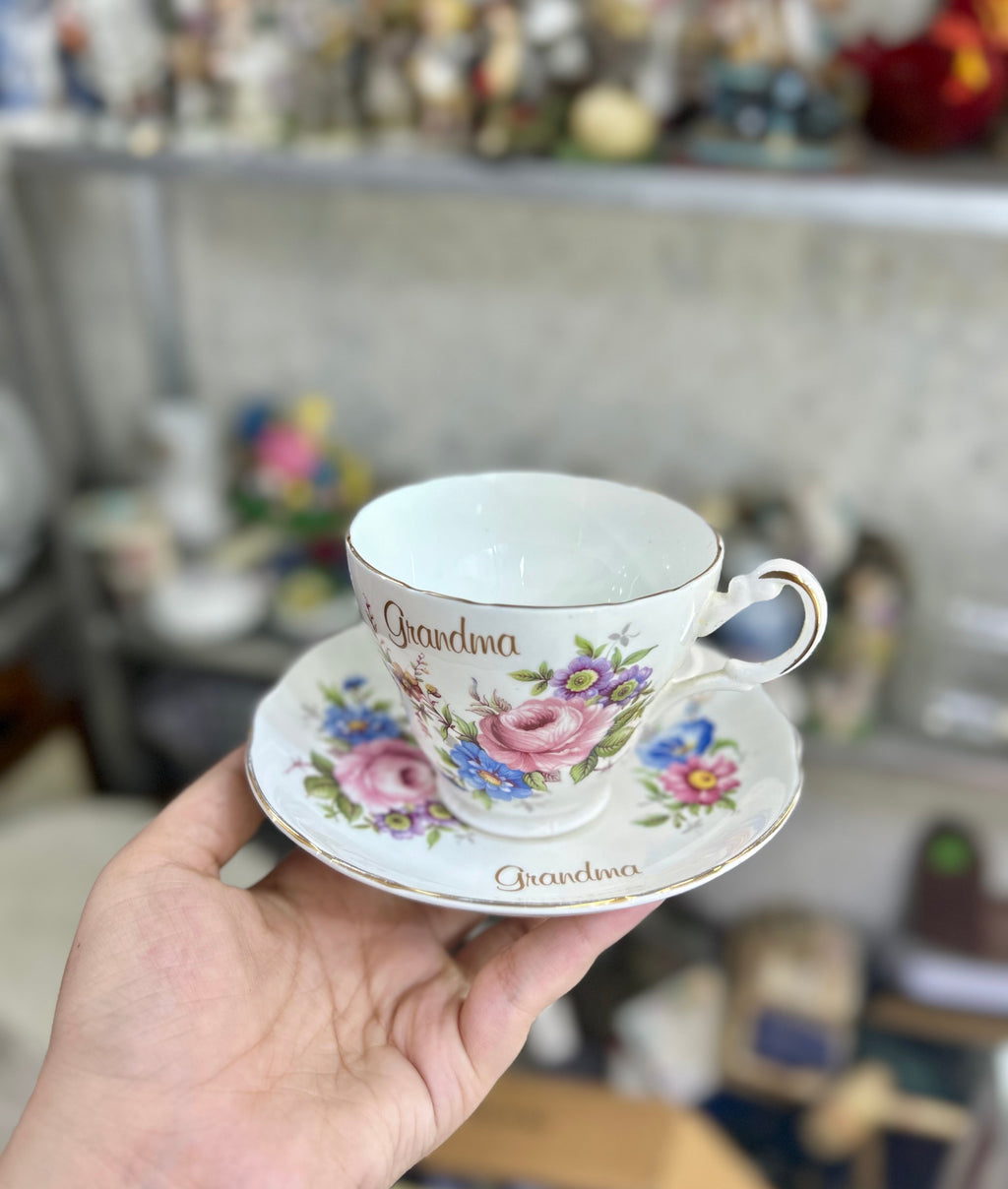 Vintage Argyle “Grandma” Teacup and Saucer Bone China — England