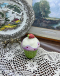 Ceramic hand-painted Strawberry cupcake trinket box