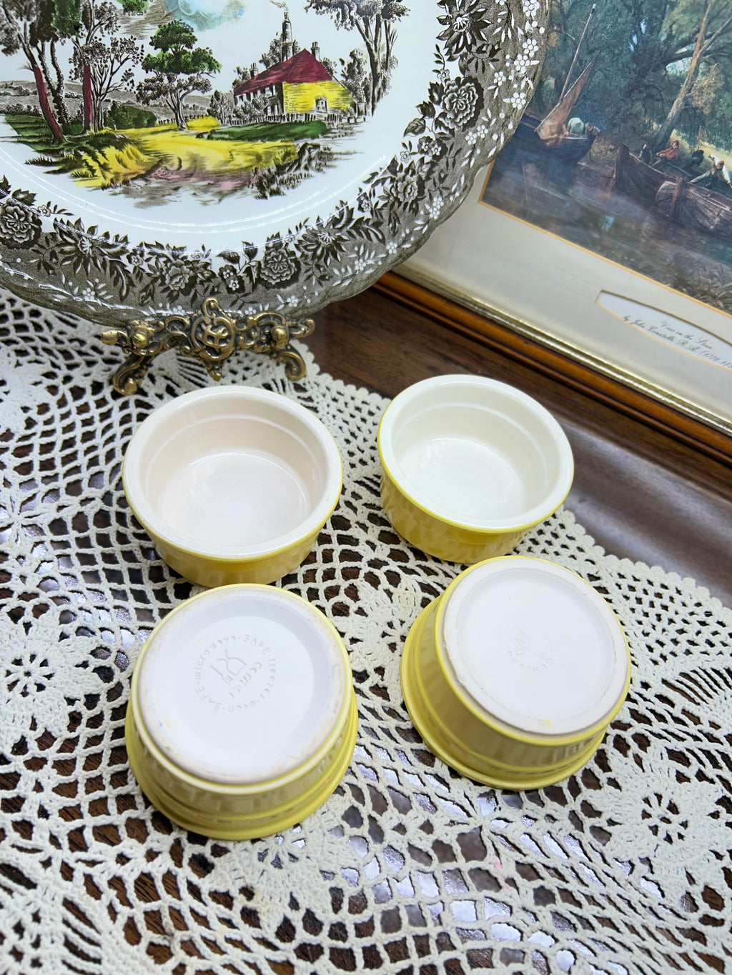 Vintage Cermer stoneware ramekins French baking dishes — SET OF 4