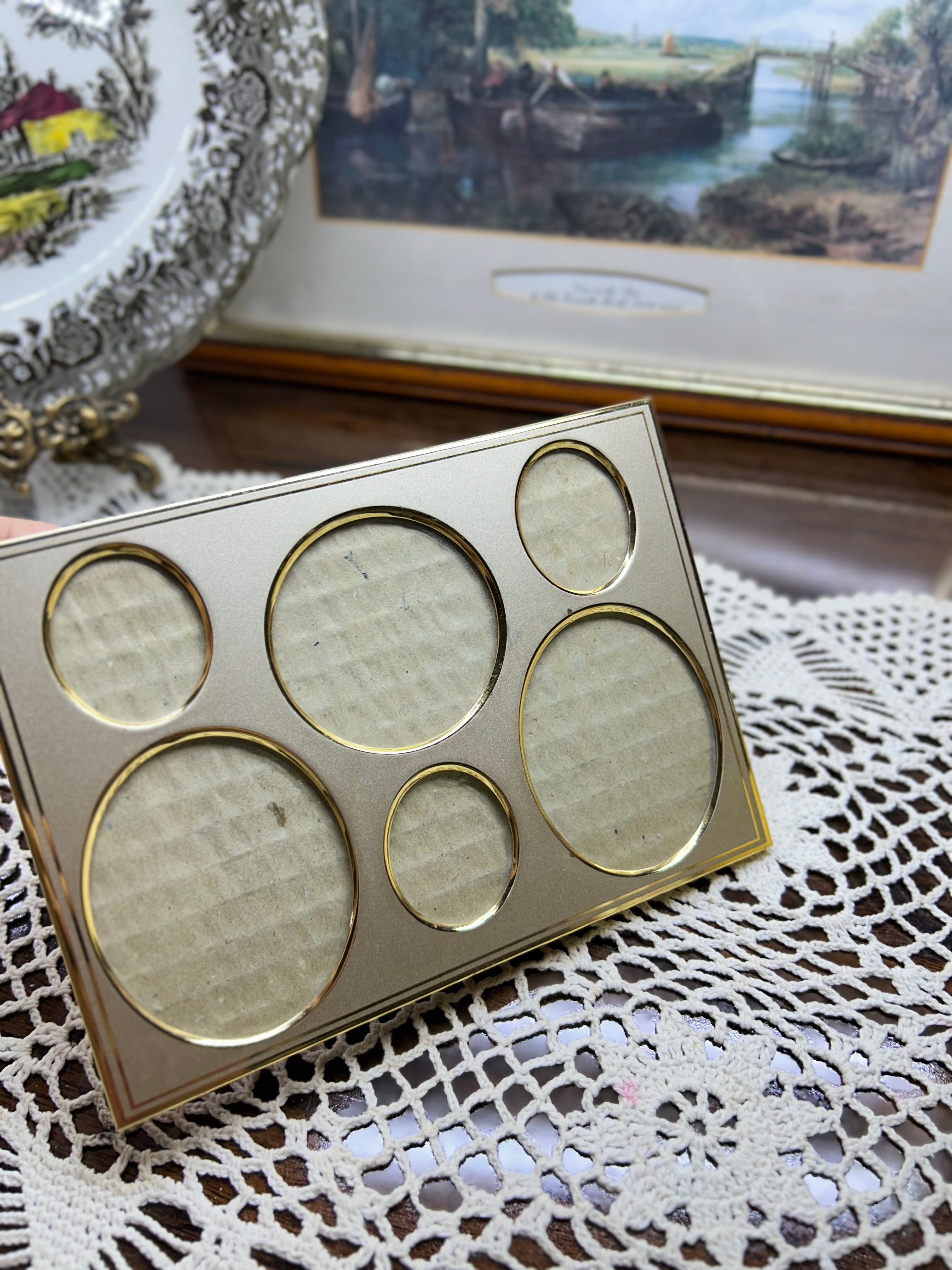 vintage metal gold-tone multi-photo frame