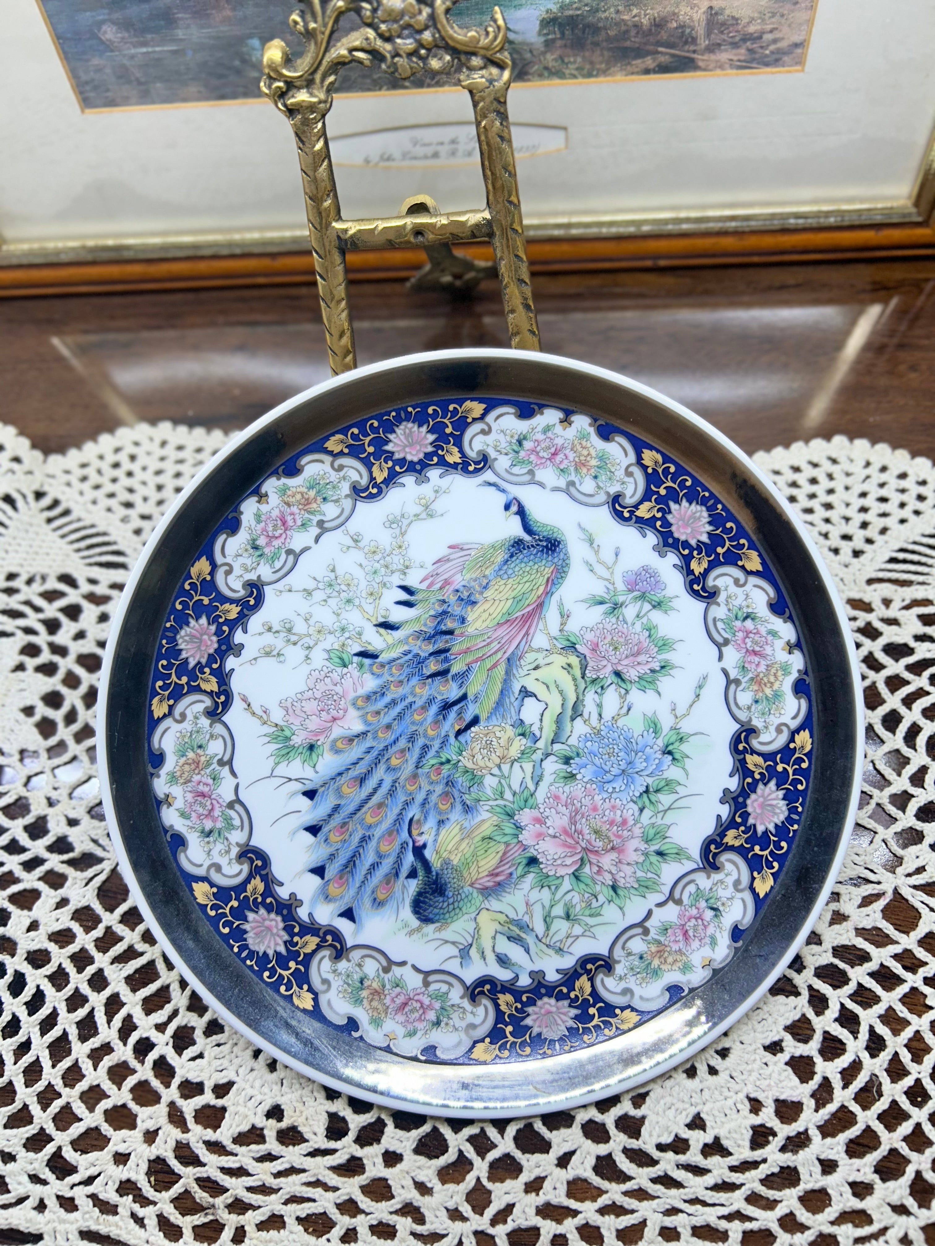 Vintage IMPERIAL peacock plate Porcelain arnart — Japan