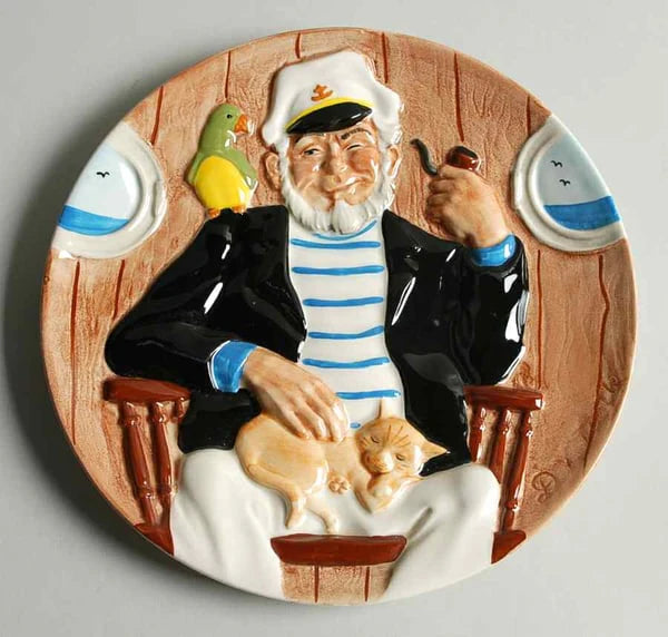 Pair of Vintage “Jack Tar” Collectible 3D Plates by Davenport Pottery, Staffordshire