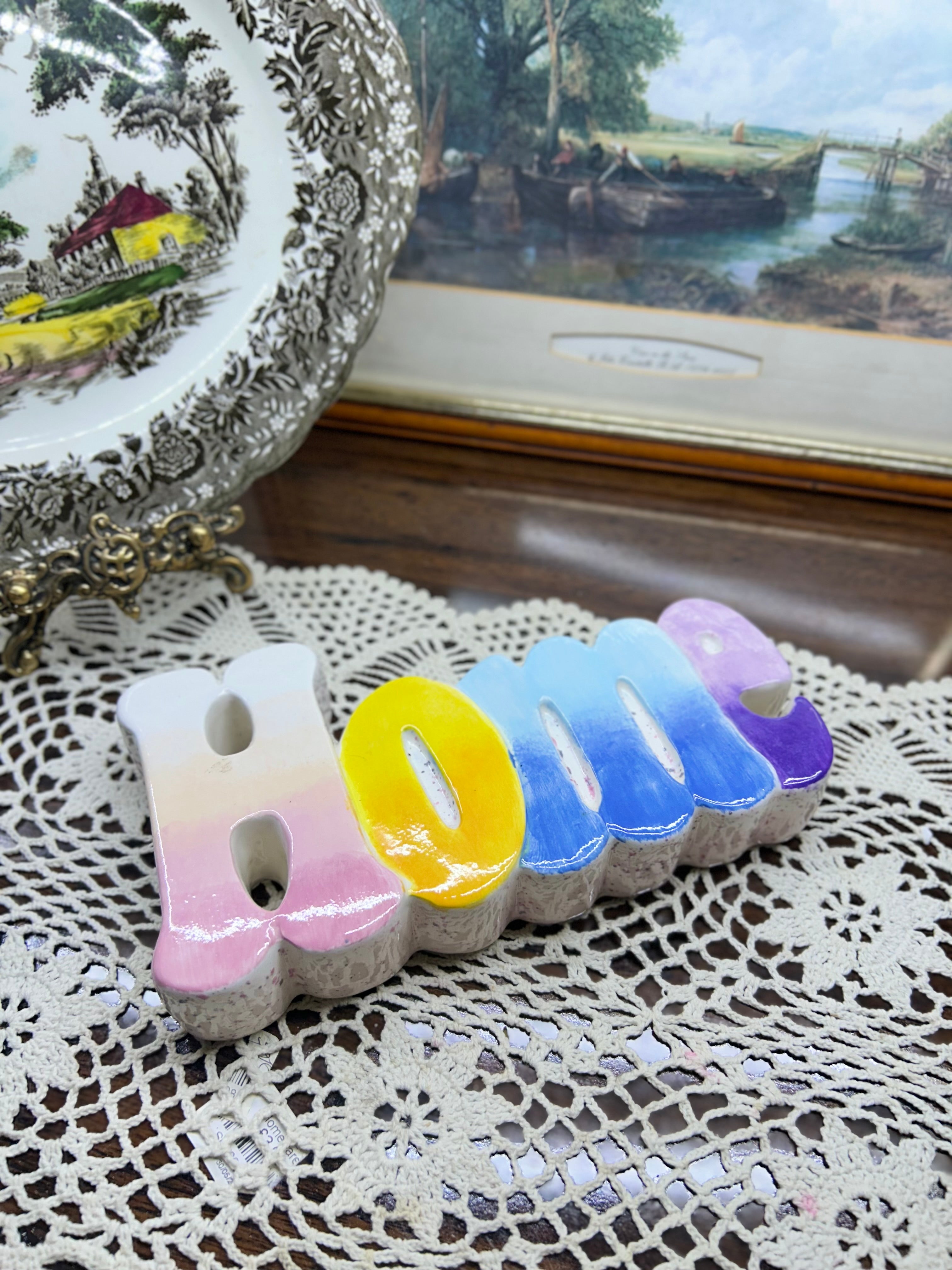 Decorative ceramic “HOME” chunky wall plaque