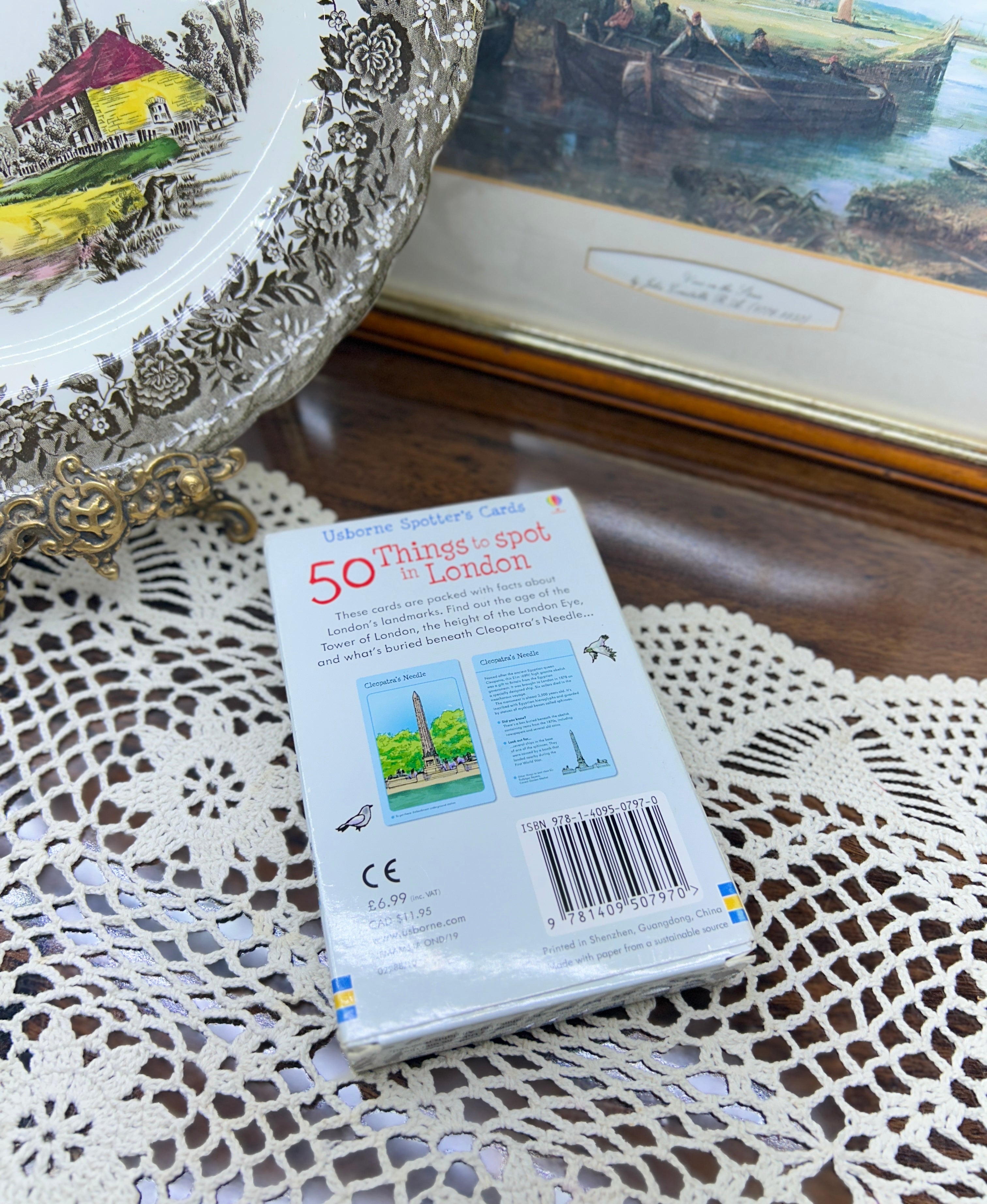 50 things to spot in London activity card deck by Usborne Publishing, written by Rob Lloyd Jones — boxed