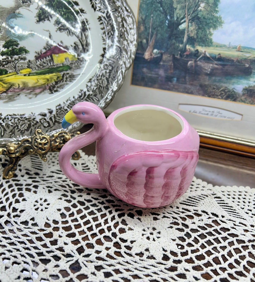 3D Pink flamingo shaped molded ceramic large coffee mug