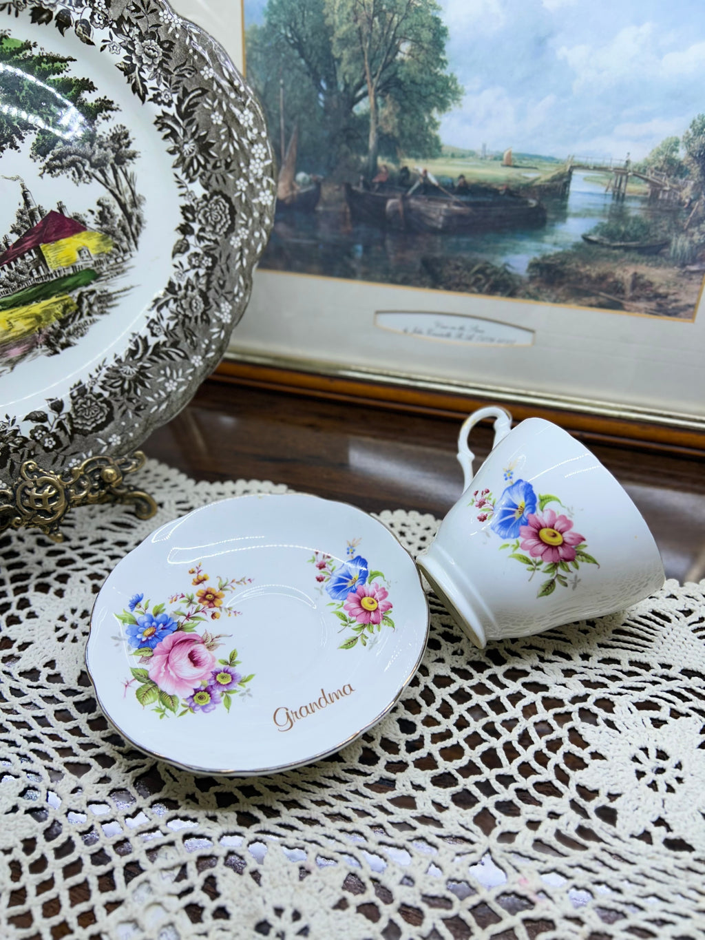 Vintage Argyle “Grandma” Teacup and Saucer Bone China — England