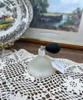Vintage white matt satin art glass refillable perfume bottle