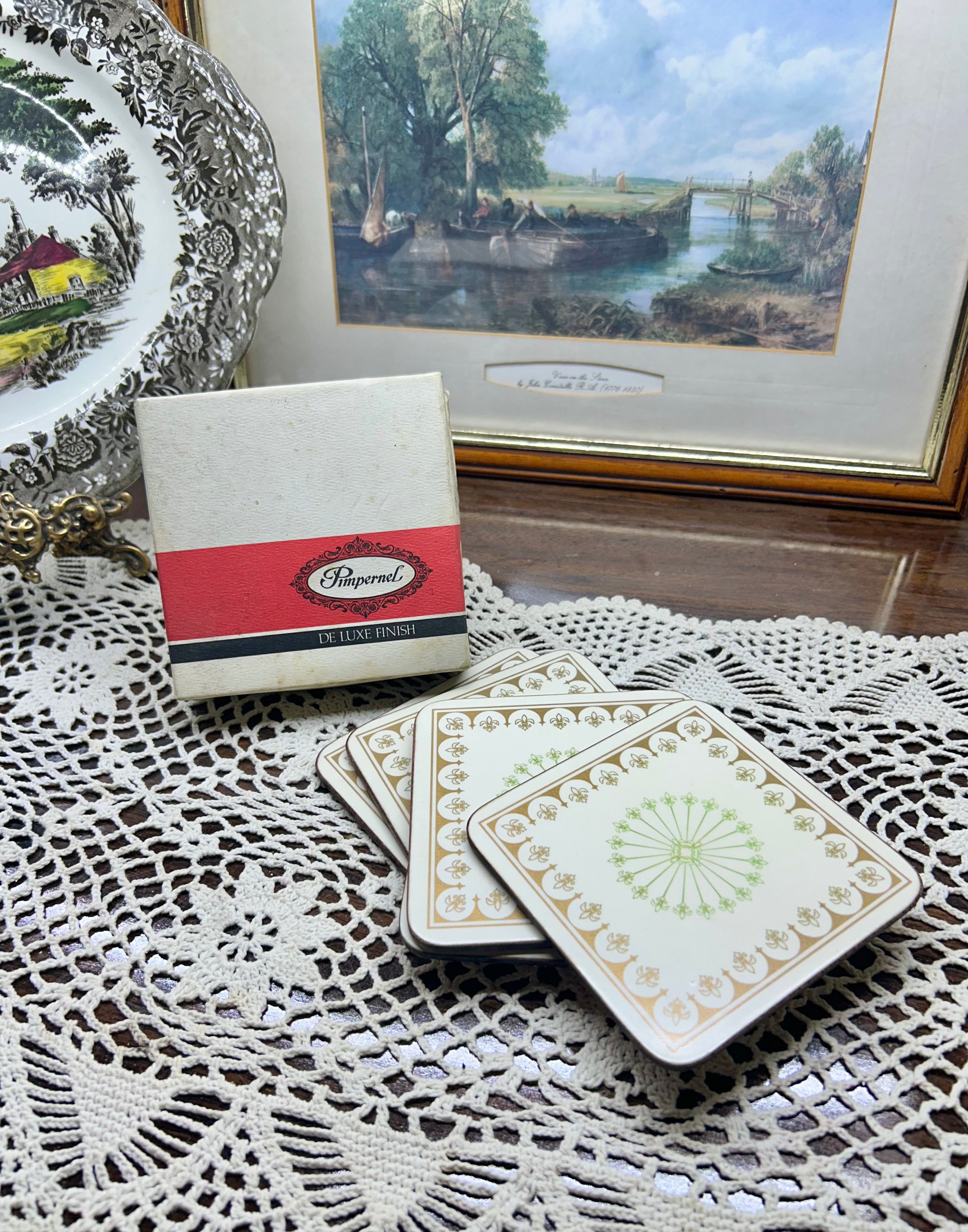 Vintage Pimpernel coasters with a "De Luxe Finish” | set of 6