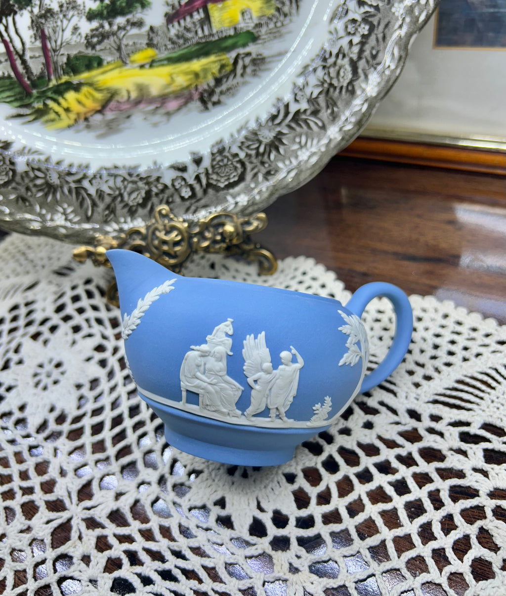 vintage Wedgwood Blue Jasperware Creamer — Rare find