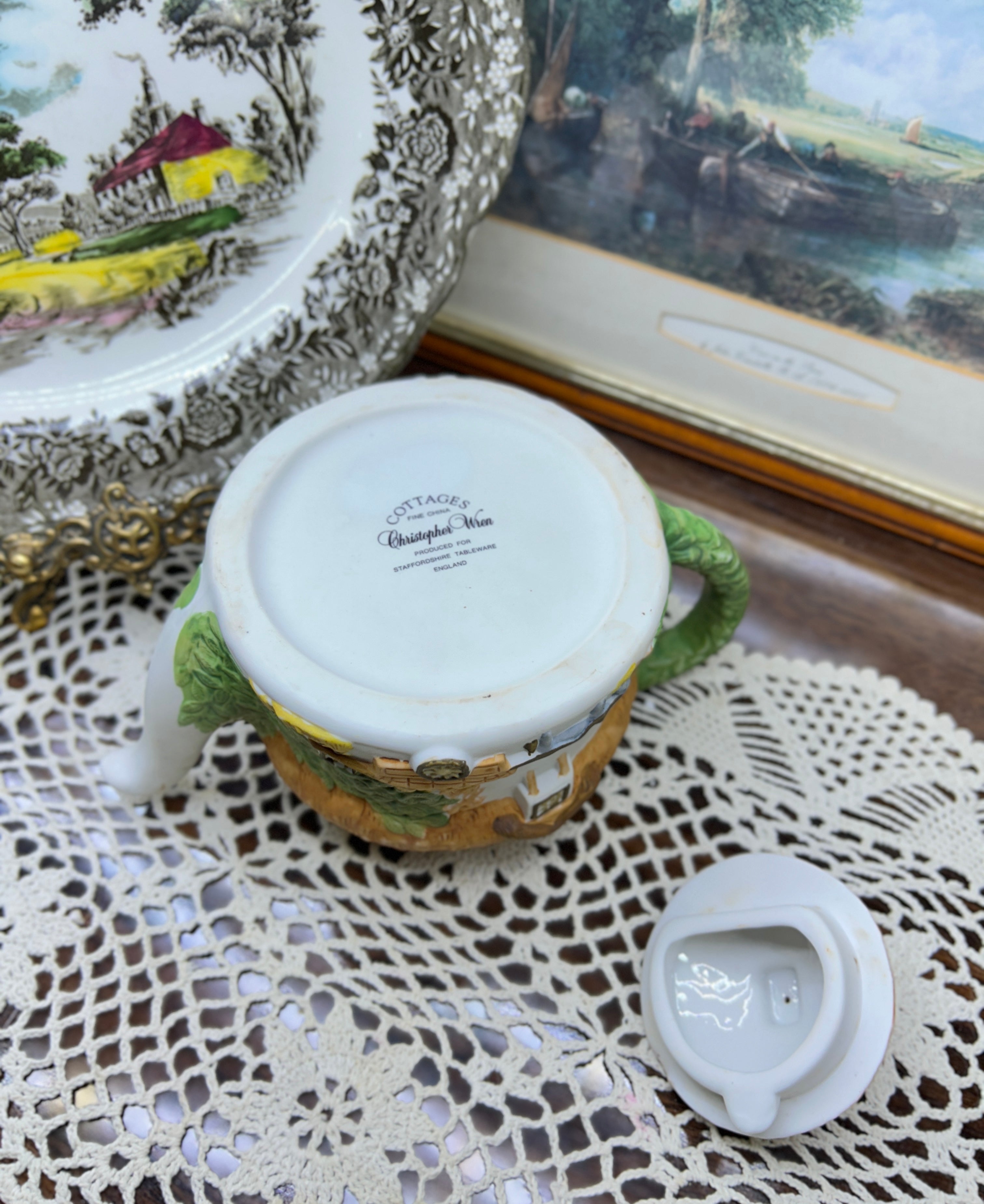 Staffordshire Tableware "Christopher Wren" Cottages novelty teapot — England