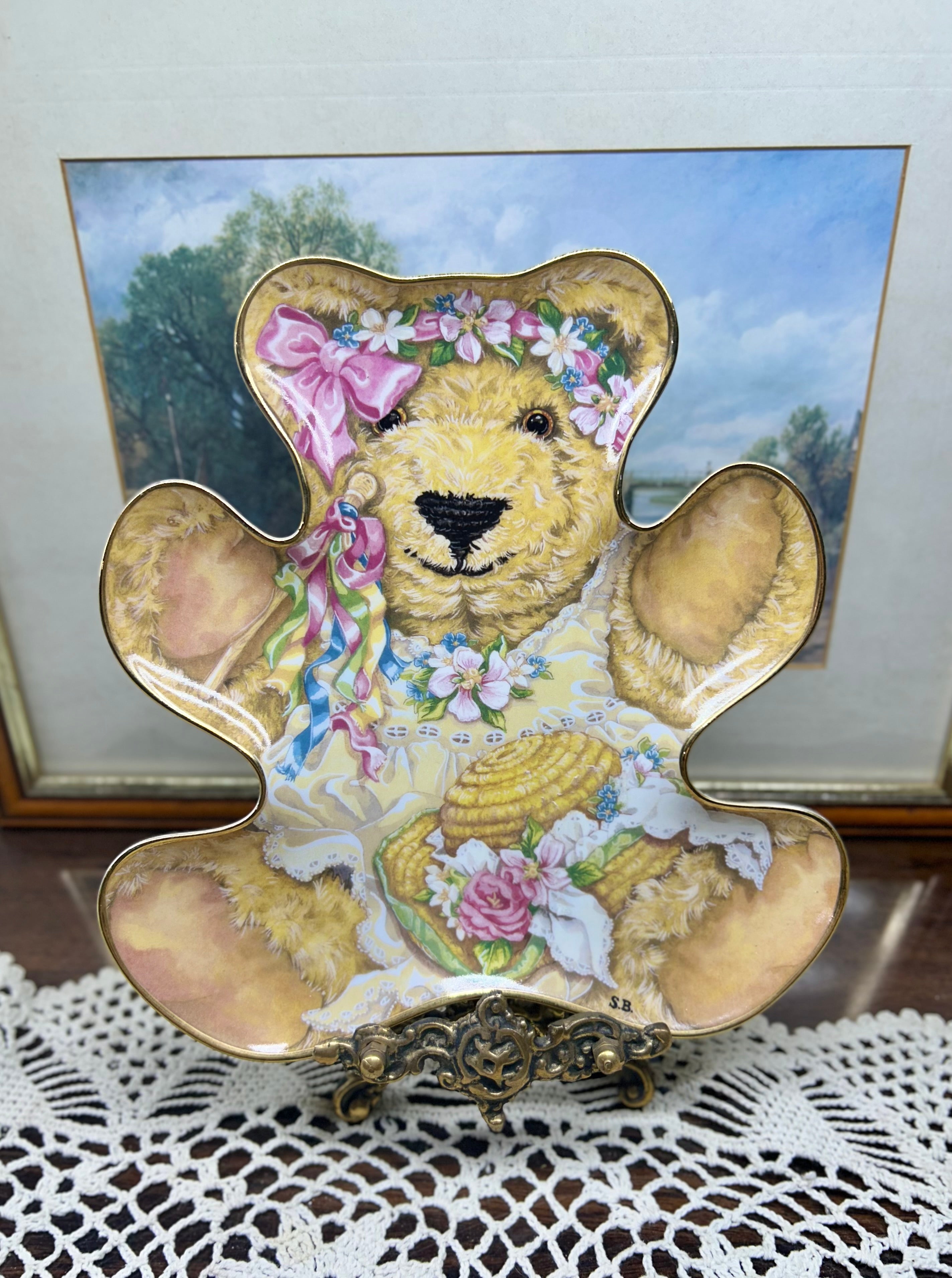 Vintage Limited Edition Fine Porcelain Franklin Mint Collectable Teddy Bear Plate —  Heirloom Recommendation series signed