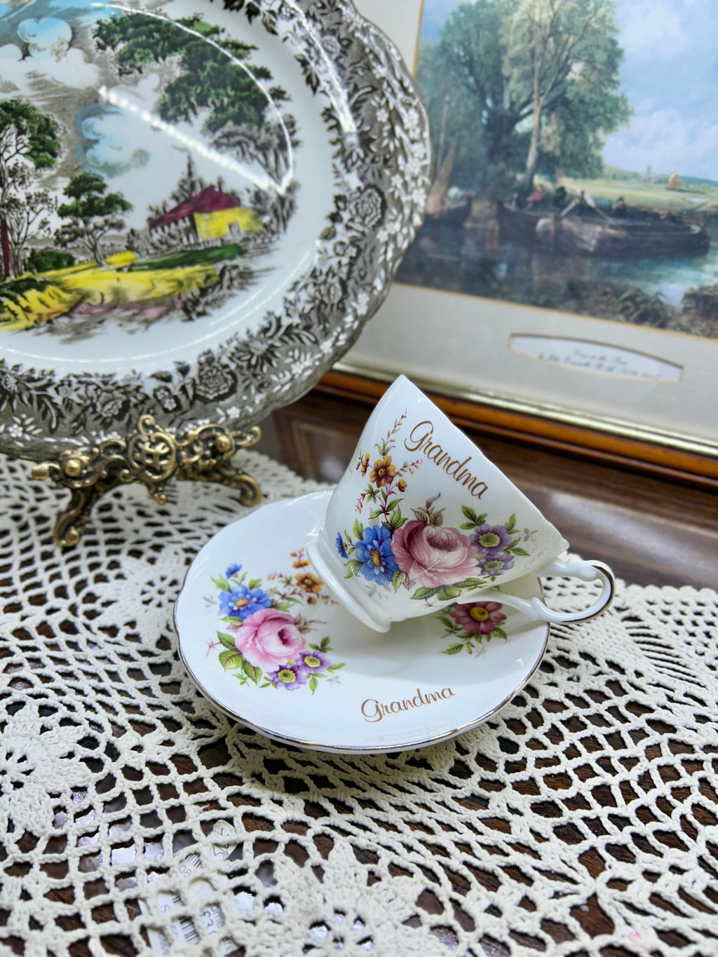 Vintage Argyle “Grandma” Teacup and Saucer Bone China — England