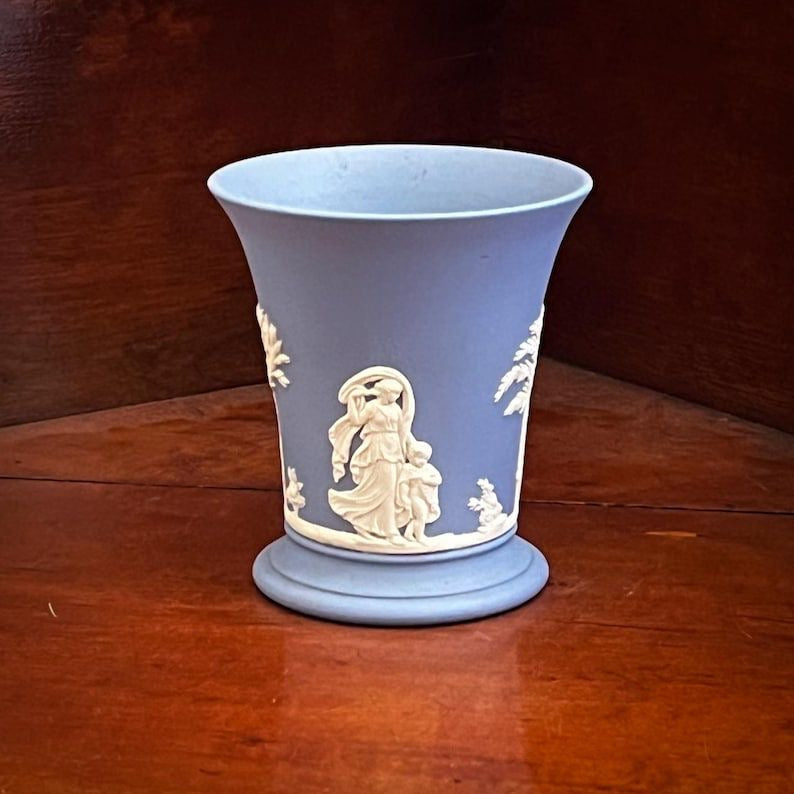 Vintage Wedgwood Jasperware Posy Vase: Mother & Child, 1960s England