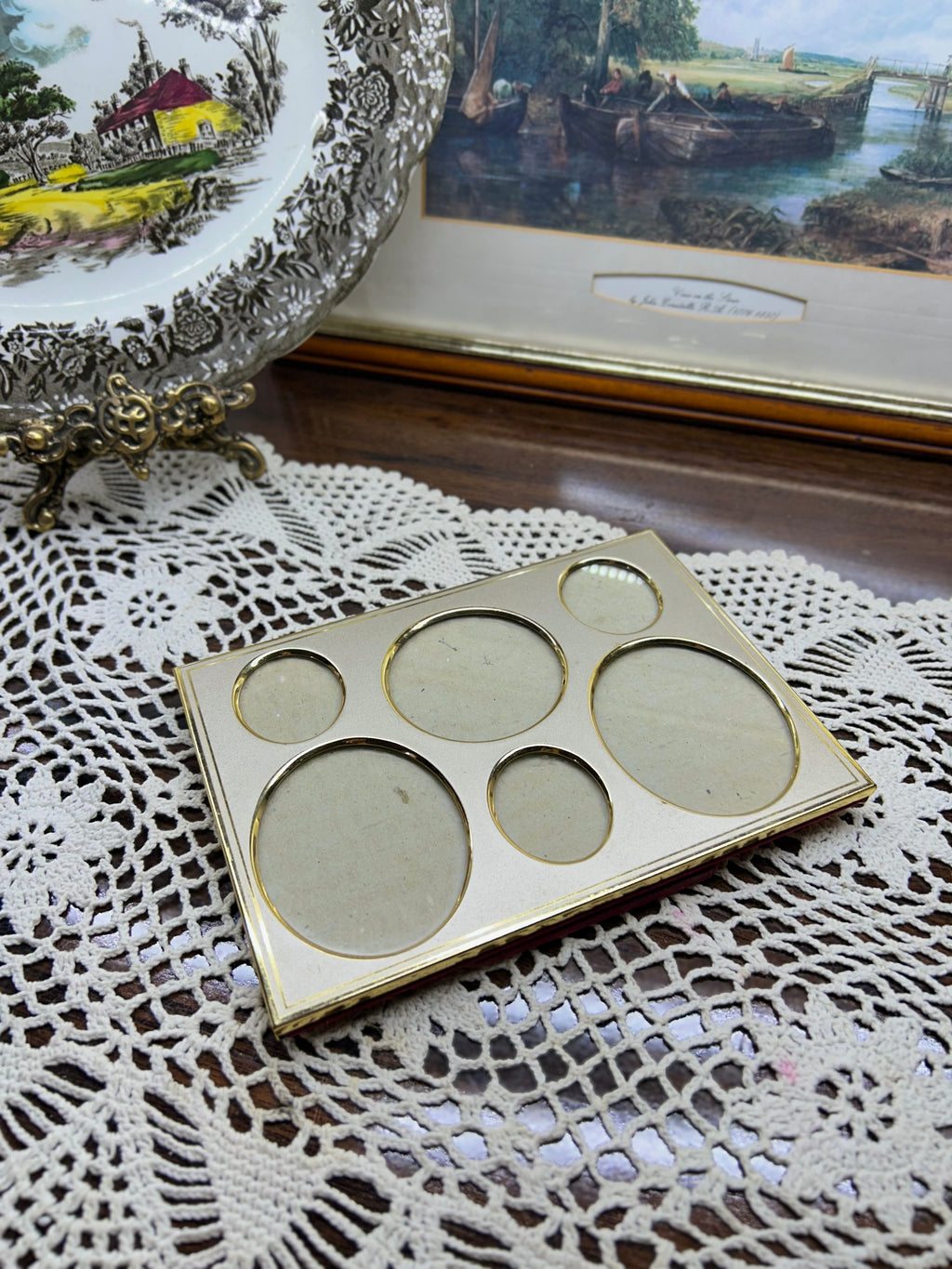 vintage metal gold-tone multi-photo frame