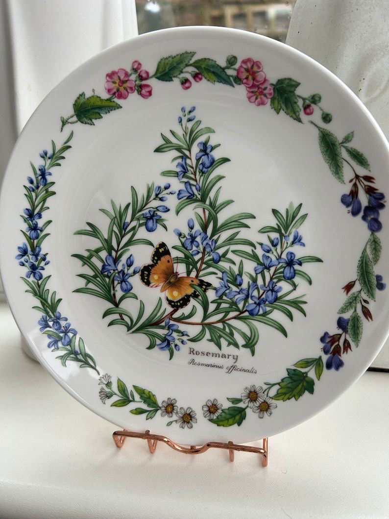 Series of seven plates from the “herbs by ROYAL WORCESTER” collection — limited edition botanical design 7”
