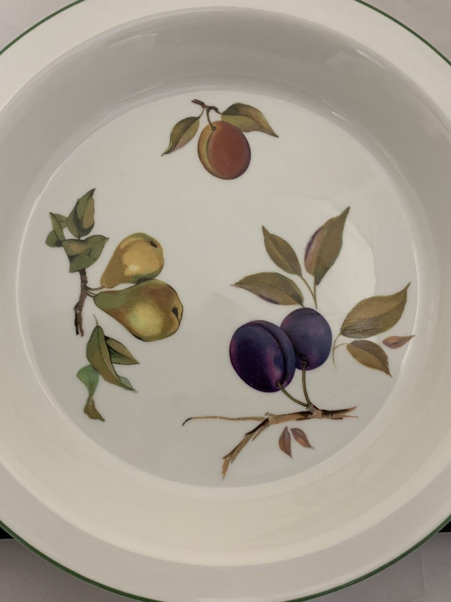 Royal Worcester Pie Baking Plate Evesham Vale Green trim — 1986 England