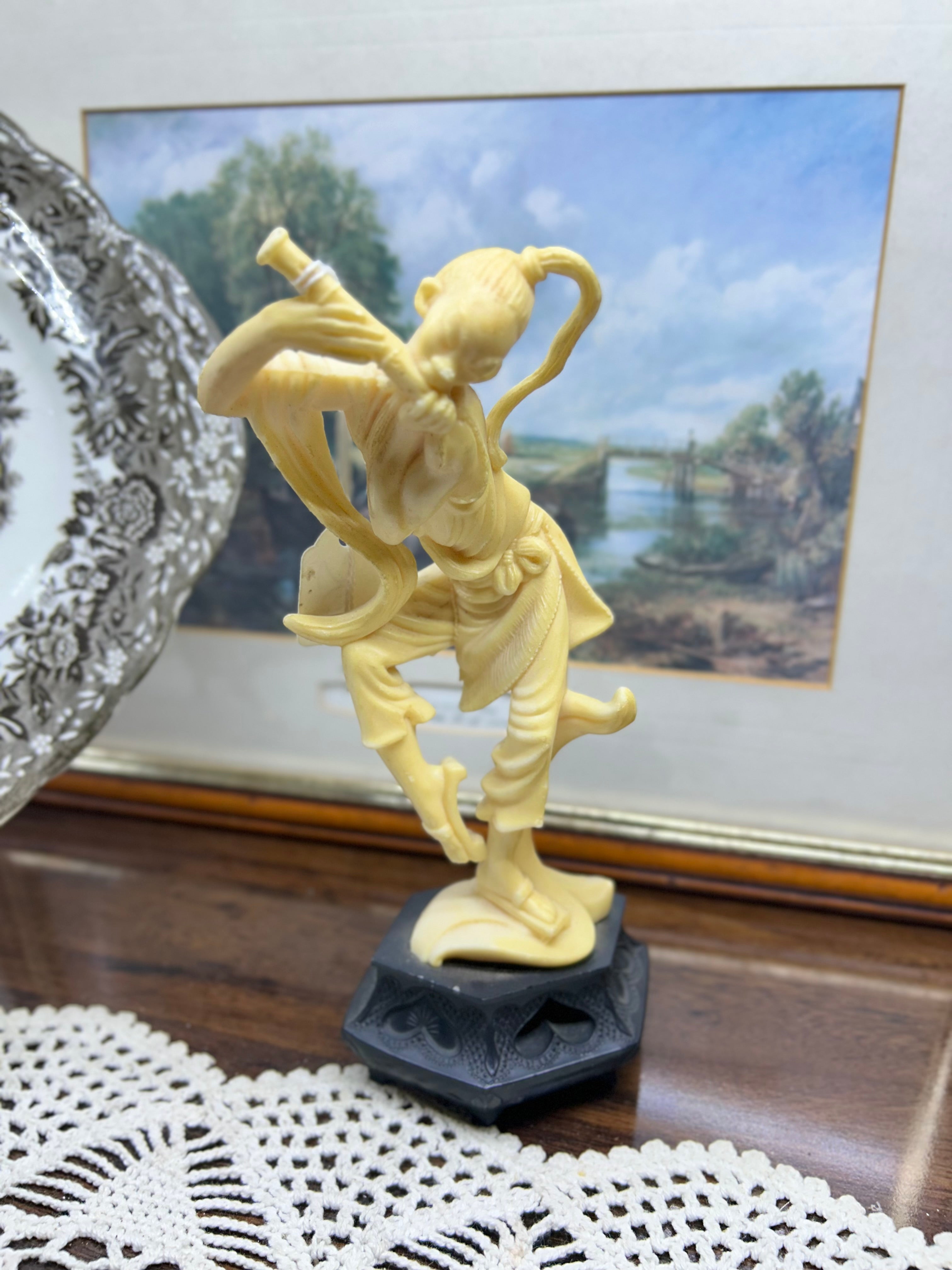 Vintage “Samurai Wu Tang monk” playing a flute — manufactured by Depose in Italy