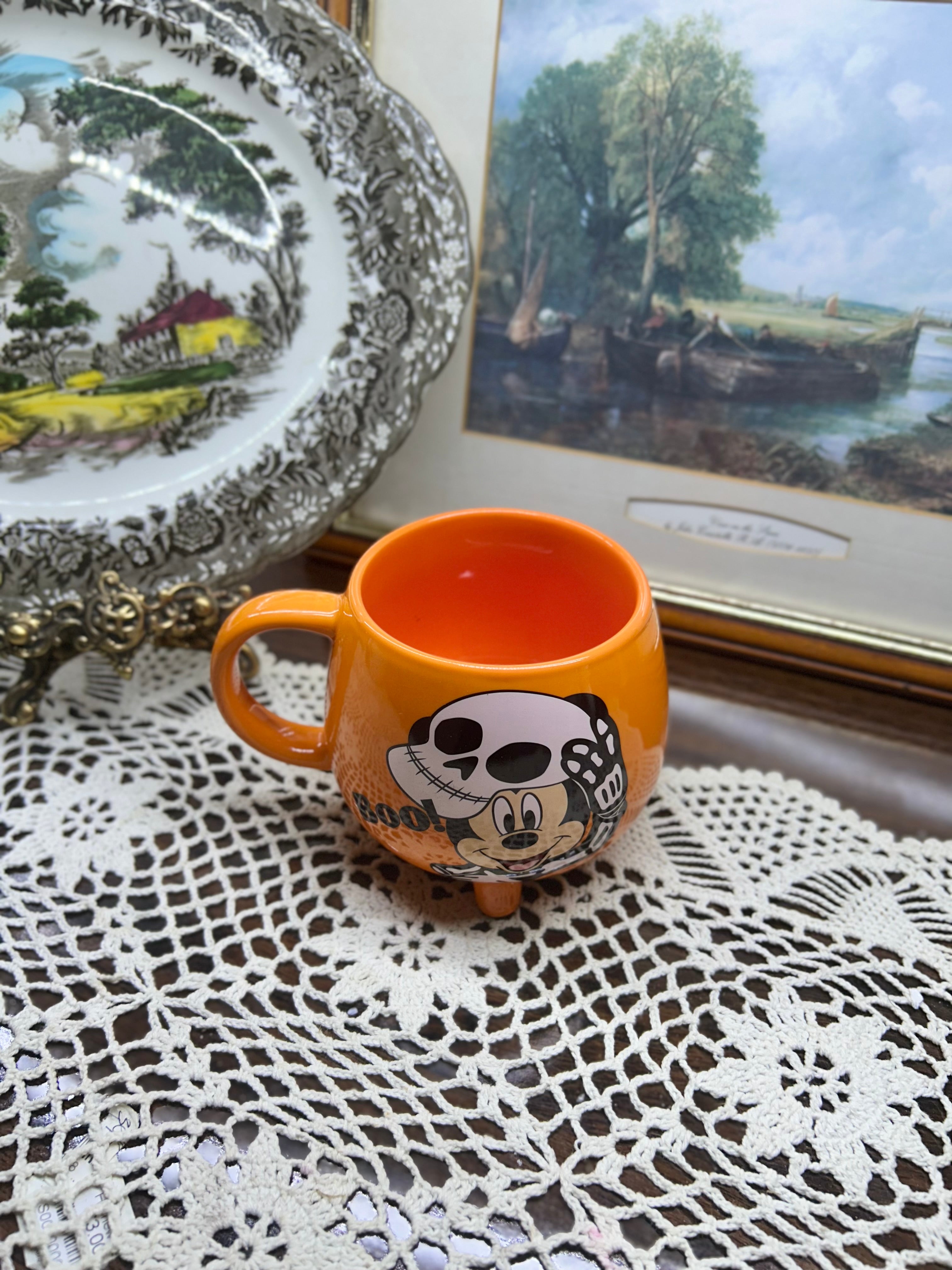 Disney MICKEY & MINNIE MOUSE Ceramic Cauldron Shaped HALLOWEEN Mug