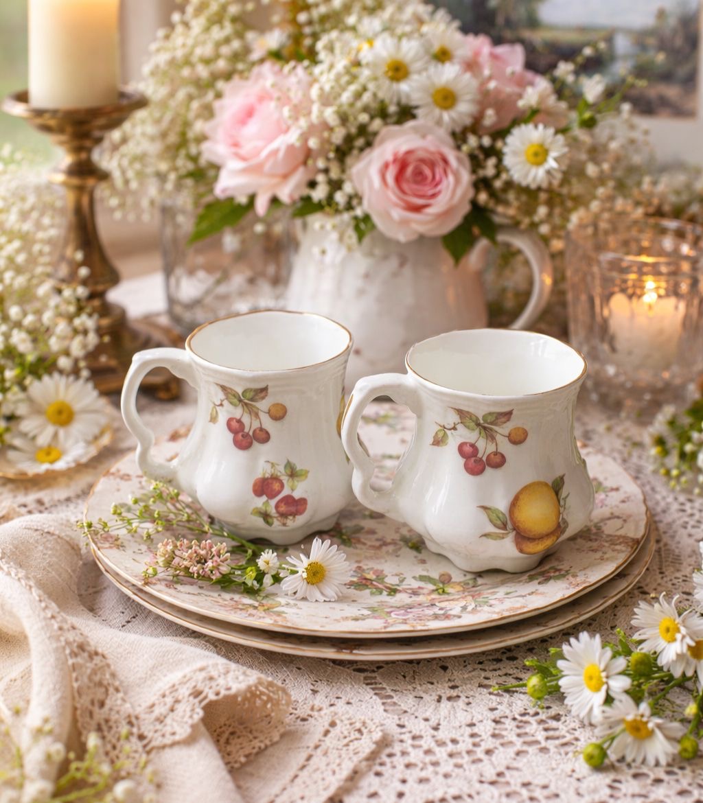 QUEENS fine bone China mugs from the fruit series — Set of 2