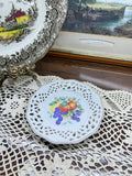 Vintage reticulated decorative handpainted Cutwork plate