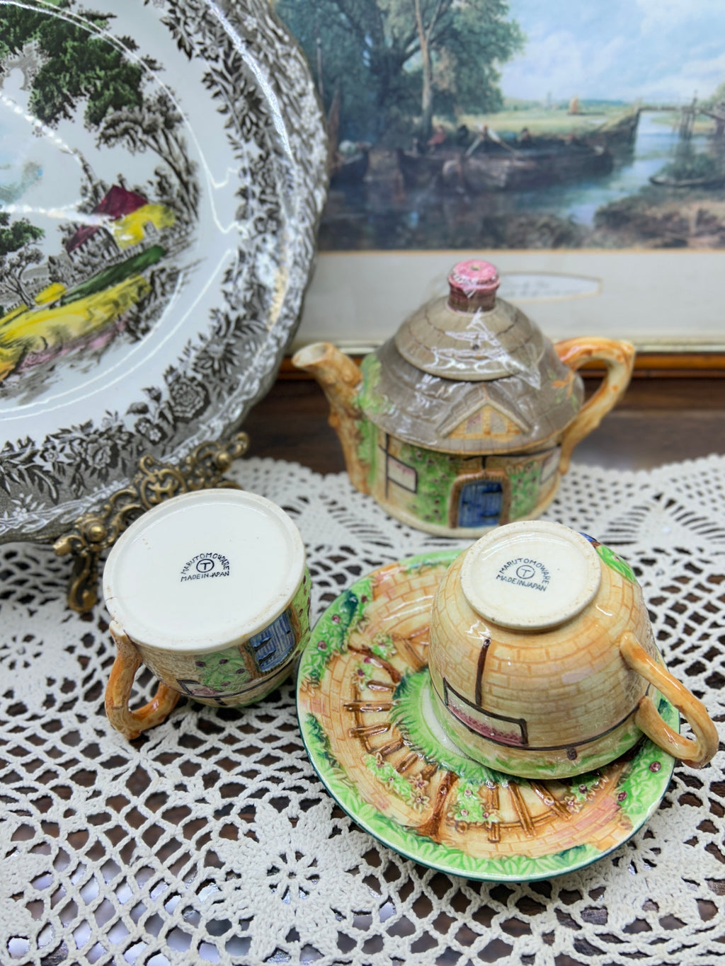 Vintage MARUTOMO cottage ware tea set for one — JAPAN