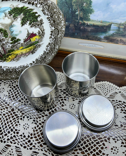 Classic stainless steel storage set including tea & coffee canisters — Set of 2