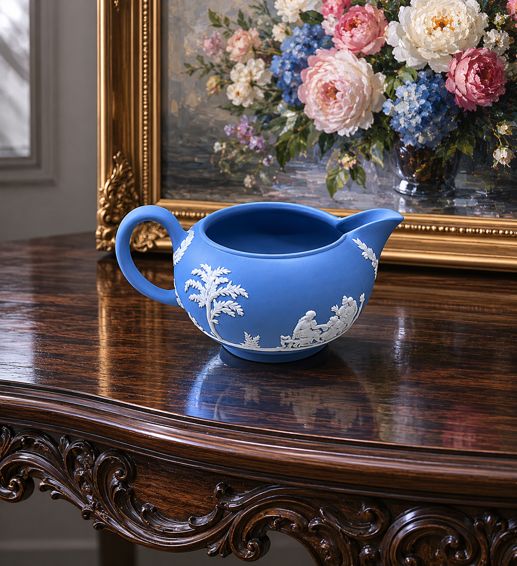 vintage Wedgwood Blue Jasperware Creamer — Rare find
