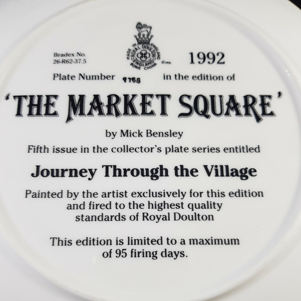 Royal Doulton "The Market Square" collector plate 8”, part of the "Journey Through the Village" series.